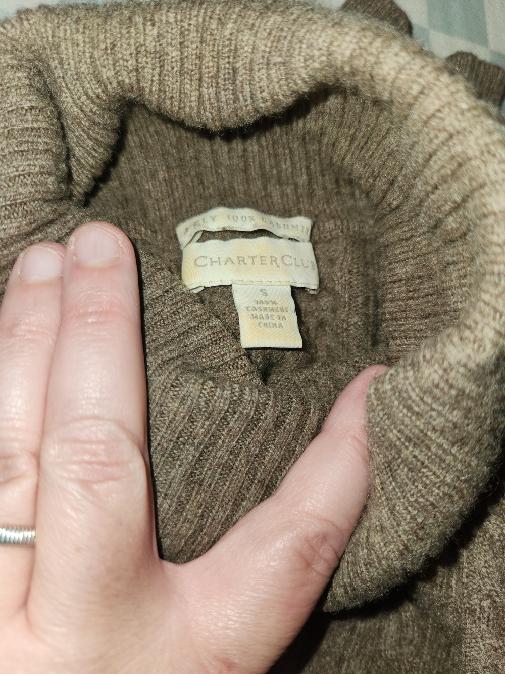 Charter Club Women's Brown 2 Ply Cashmere Sweater - Classic Turtleneck